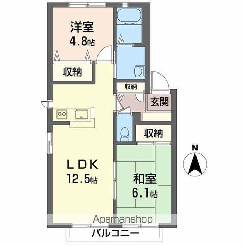エクセルメゾン G棟(2LDK/1階)の間取り写真