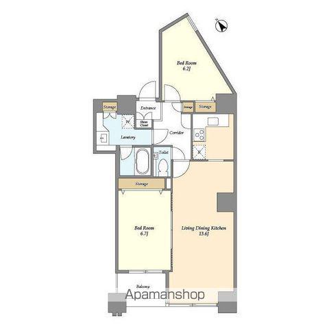 LASANTE池田山(2LDK/14階)の間取り写真