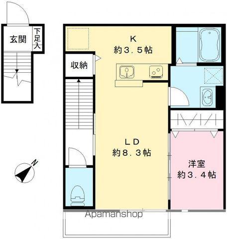 フリューゲルⅠ(1LDK/2階)の間取り写真