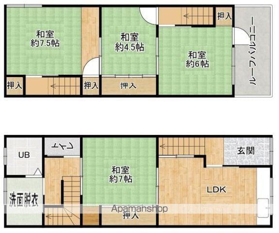 阪急電鉄京都線 上新庄駅 徒歩4分 2階建 築68年(4LDK)の間取り写真