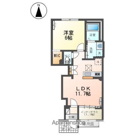 館林市城町アパート(1LDK/1階)の間取り写真