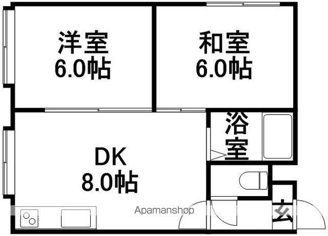 タウニーハイム(2DK/1階)の間取り写真