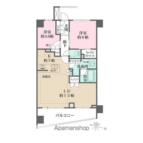 パークナード目黒(2LDK/4階)の間取り写真