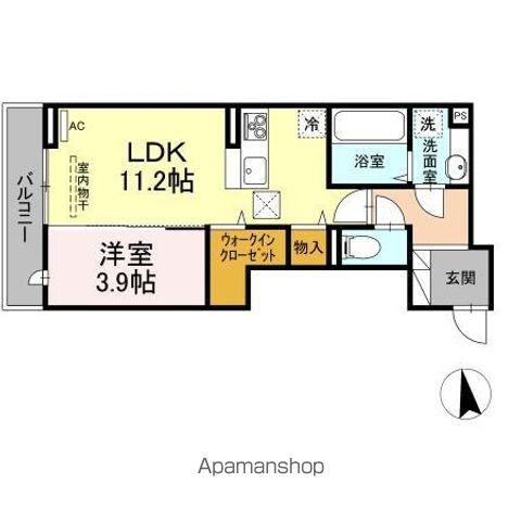 D‐ROOMときめき東(1LDK/1階)の間取り写真