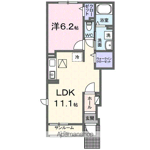 ドエル F・T・K Ⅵ番館(1LDK/1階)の間取り写真