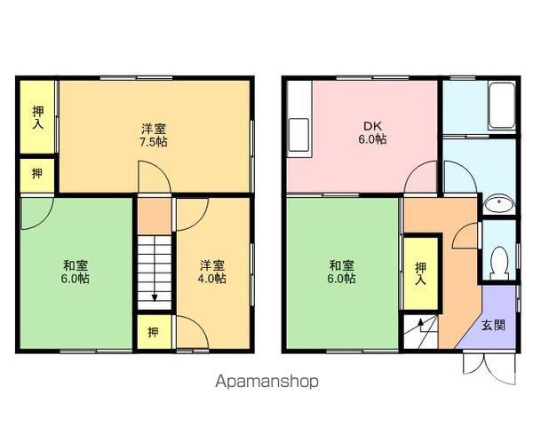 長山共同アパート(4DK/1階)の間取り写真