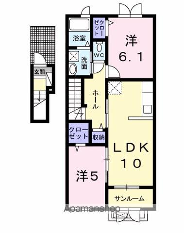 ラ ナチュールⅠ(2LDK/2階)の間取り写真