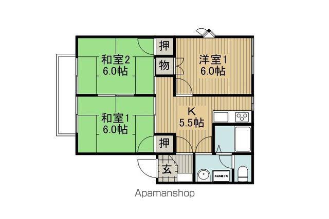 シャトー白樺 A(3K/2階)の間取り写真