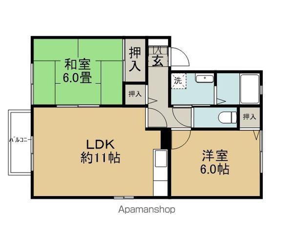 ヴィラ高部(2LDK/1階)の間取り写真