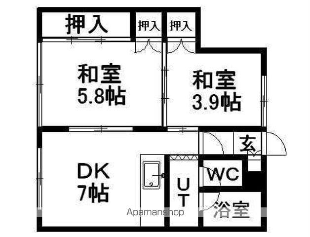 南4条ファミリーハイツ(2DK/2階)の間取り写真