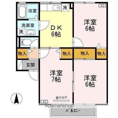 アメニティハウスS A(3DK/2階)の間取り写真
