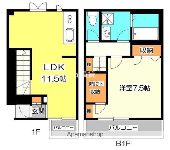 AIFORT方南町(1LDK/1階)の間取り写真