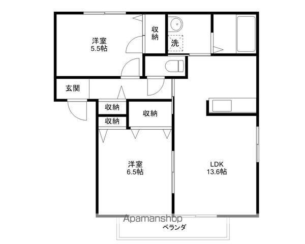 シャーメゾン六条(2LDK/2階)の間取り写真