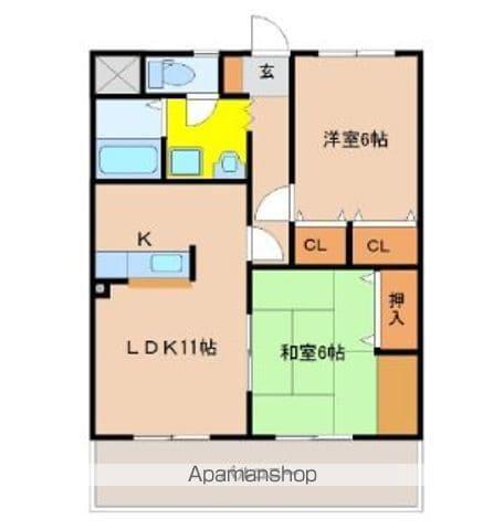 ヴィラージュMⅡ(2LDK/4階)の間取り写真