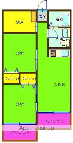 鹿児島県鹿児島市 3階建 築19年(2SLDK/3階)の間取り写真