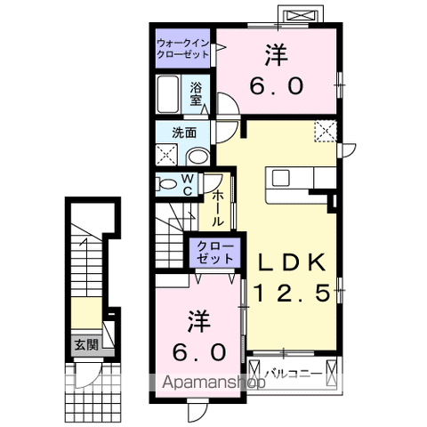 オーブ・ココⅢ(2LDK/2階)の間取り写真