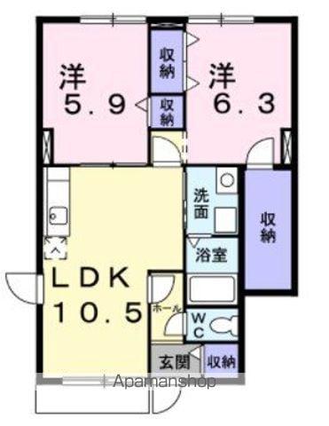 ウエストシャルマン(2LDK/1階)の間取り写真