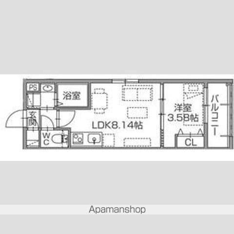 ラクラス南福岡サウス(1LDK/2階)の間取り写真