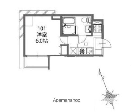 モダンアパートメント高田馬場(1K/1階)の間取り写真