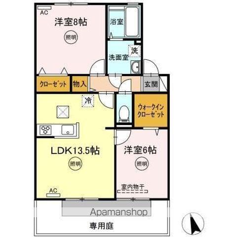 リビングタウン松縄A・B・C棟(2LDK/1階)の間取り写真