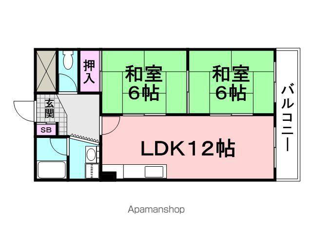 サンライズ南武庫之荘(2LDK/3階)の間取り写真