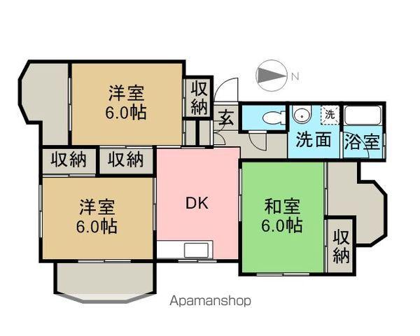 神野マンション(3DK/3階)の間取り写真