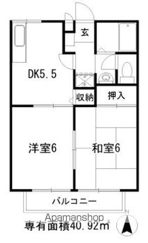 コリーヌ東寺尾(2K/2階)の間取り写真
