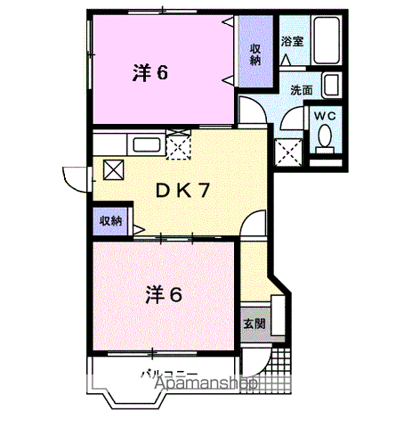 ニューハイネス横野Ⅲ(2DK/1階)の間取り写真