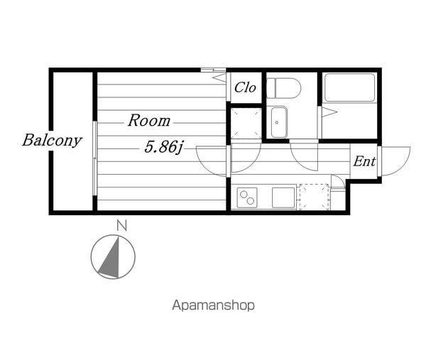 HK2ウエスト(1K/2階)の間取り写真