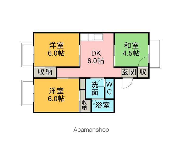 パークハウス二本木A(3DK/1階)の間取り写真