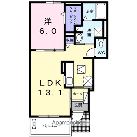 ワルド プラッツ C(1LDK/1階)の間取り写真