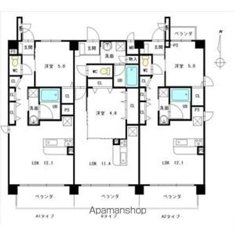 IHK天塚 Ⅱ(1LDK/3階)の間取り写真