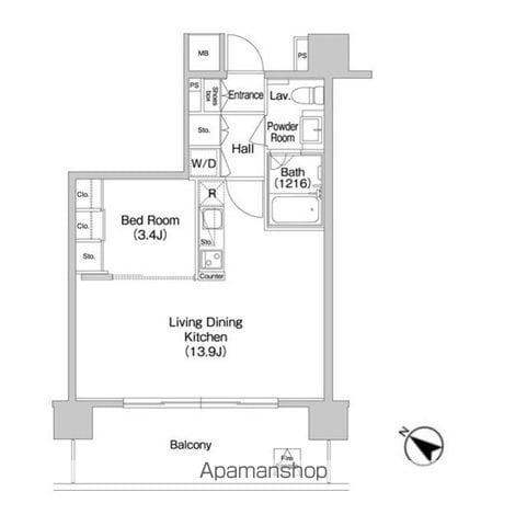 コンフォリア南砂町(1LDK/17階)の間取り写真