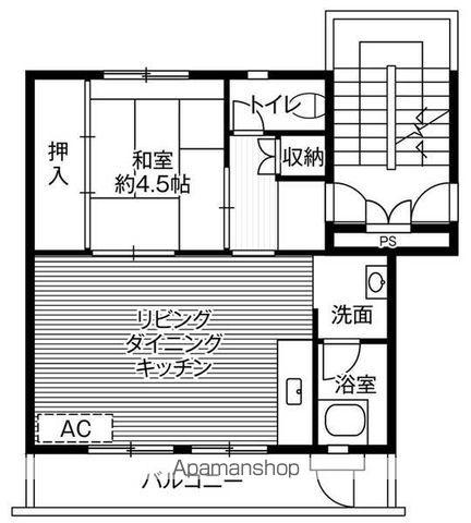 ビレッジハウス岩間2号棟(1LDK/5階)の間取り写真