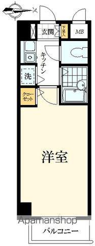 外苑フラット(1K/2階)の間取り写真