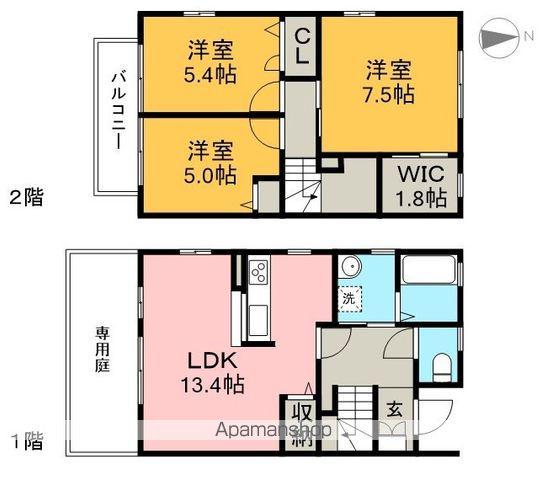 ファルカスⅡ A棟(3LDK/1階)の間取り写真