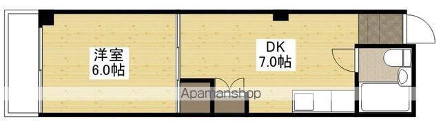 和秀三篠北町ビル(1DK/5階)の間取り写真