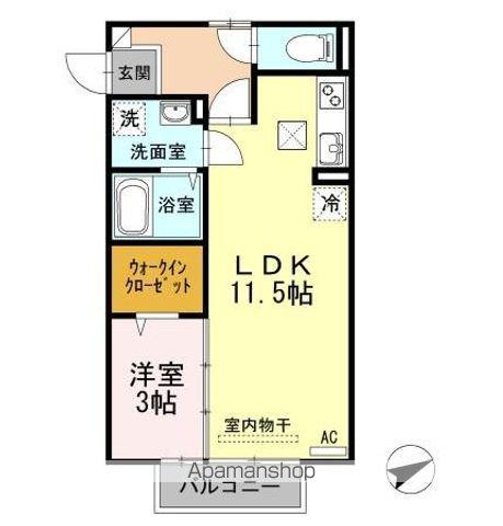 ユイマールガーデンⅢ(1LDK/1階)の間取り写真