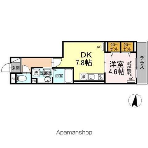 セレスティア大谷田(1DK/1階)の間取り写真