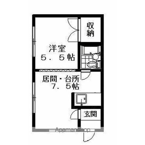 ハイツ都(1DK/2階)の間取り写真