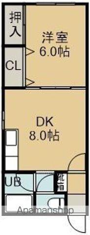 インテリア港(1DK/1階)の間取り写真