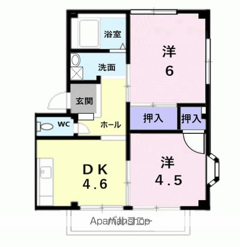 ジュネス(2DK/1階)の間取り写真
