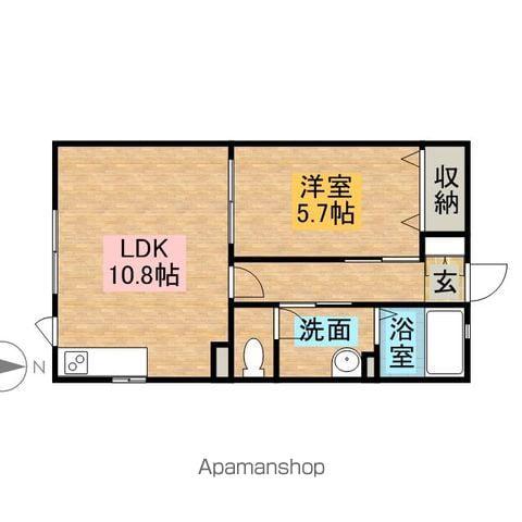 パレス花梨D棟(1LDK/1階)の間取り写真