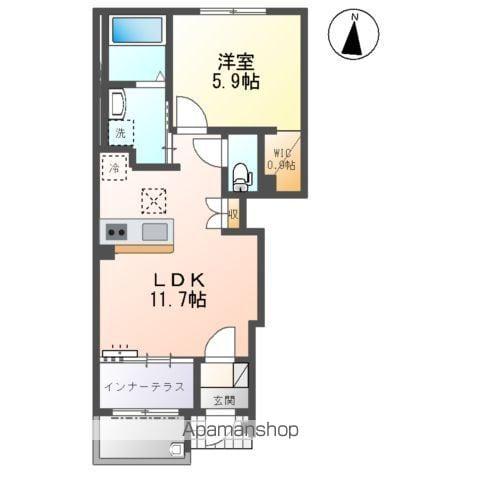 ワイド・スリーリング(1LDK/1階)の間取り写真