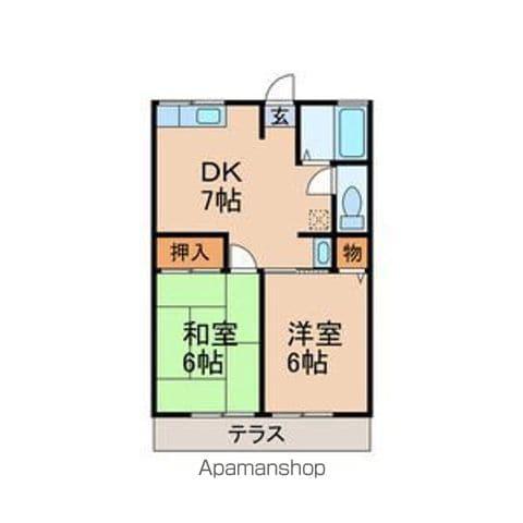メイプルB棟(2DK/2階)の間取り写真