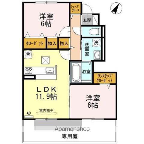 ヴェルドミール(2LDK/1階)の間取り写真
