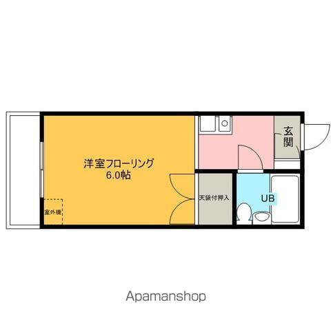 キャビンタコス(ワンルーム/3階)の間取り写真