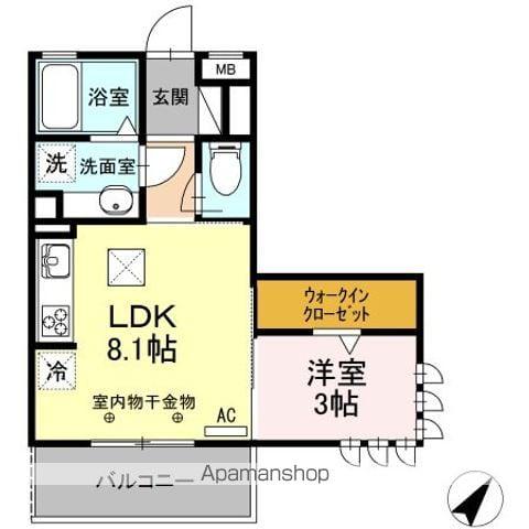 BLOOMINGTON(1LDK/1階)の間取り写真