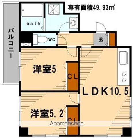 シティコア鶴見(2LDK/2階)の間取り写真