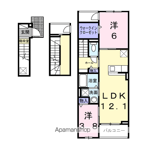 ココラ フェリーチェA(2LDK/3階)の間取り写真